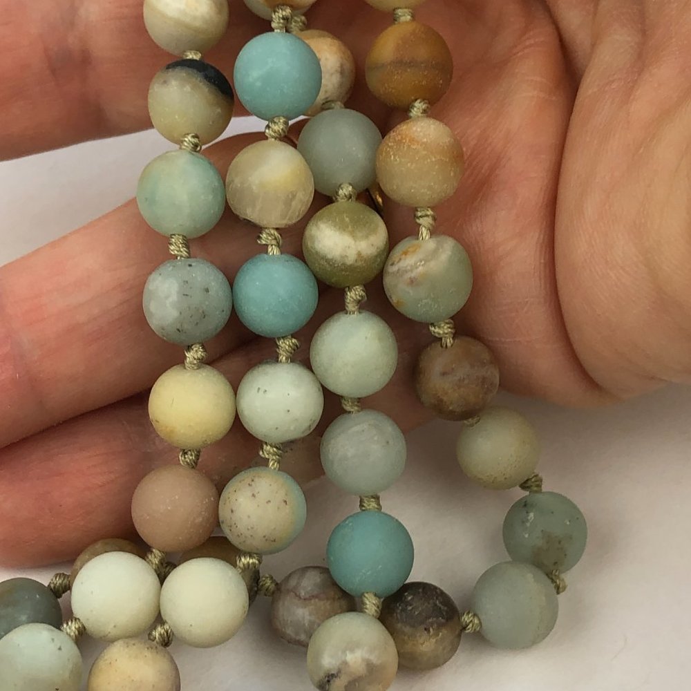 Amazonite Mala Bead Necklace Yogi Boho Wellness Meditation Healing Spiritual - Picture 7 of 10